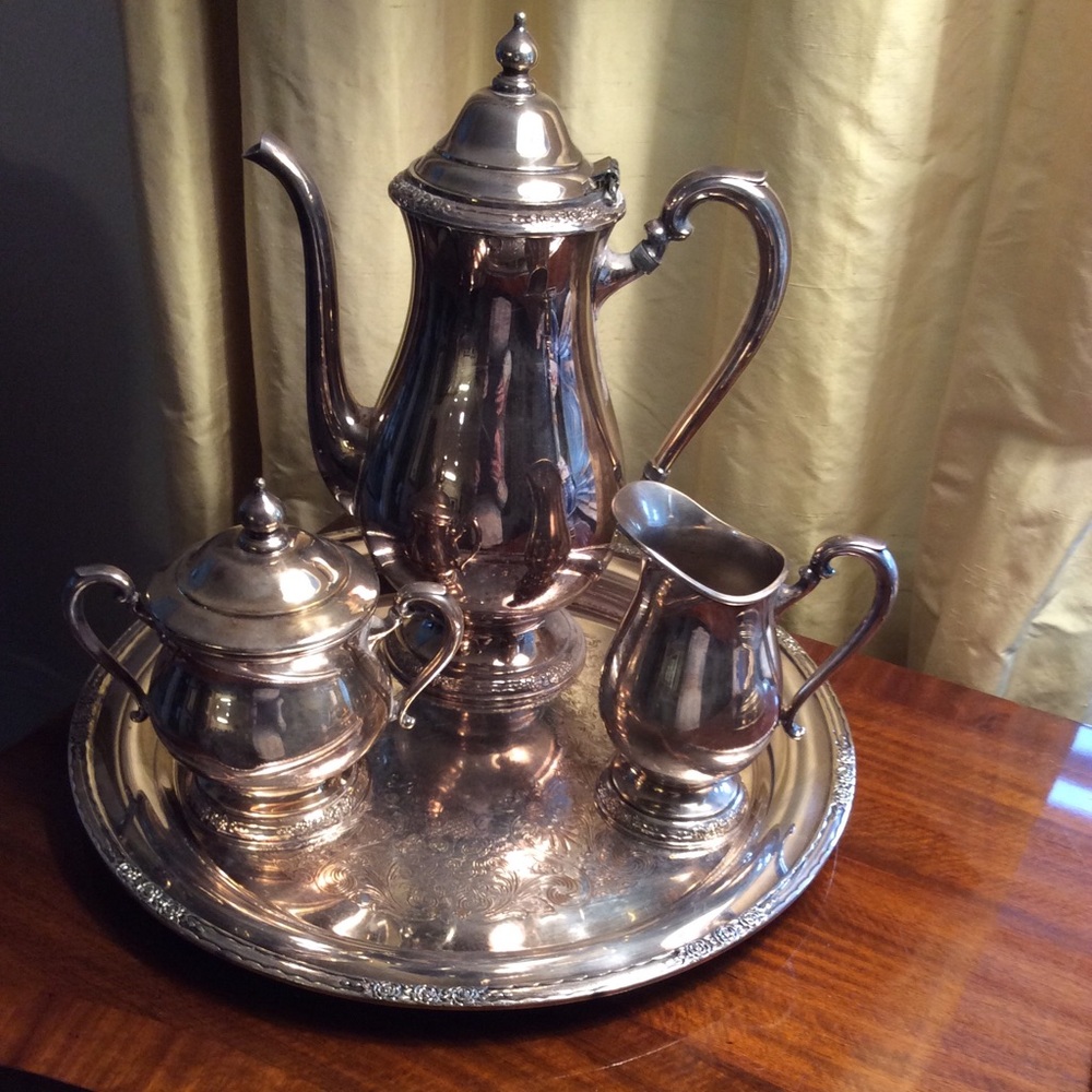 Silver Coffee/Tea service with tray.